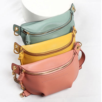 Realaiot Genuine leather waist bags women designer fanny pack fashion belt female lady wait pack bum bag cowskin single shouder bag