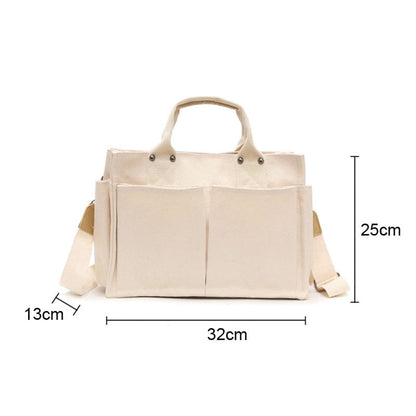 Realaiot Canvas Simple Totes With Many Pockets Messenger Bags Large Capacity Shoulder Bag Female Big Handbag