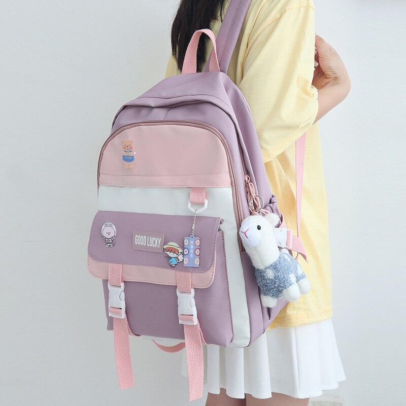 Cyflymder NEW Korean Style Backpacks Women Travel Bags Cute Bags Candy Color Bag for Teenager Girl Kawaii Waterproof Backpack Pendant