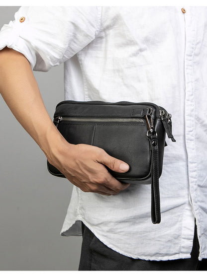 Realaiot Hand bag, male leather handbag, wristband hand-grasp bag, trend casual men's bag