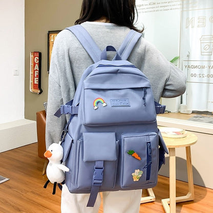 Realaiot backpack women 4 pcs sets canvas Schoolbags For Teenage Girls Canvas kids Primary School Bag College Student Laptop Backpacks