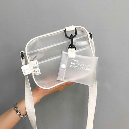 Realaiot Casual PVC Transparent Bag Women Crossbody Bags Jelly Small Phone Bags Shoulder Bag Handbag Card Holder Transparent Ladies Purse