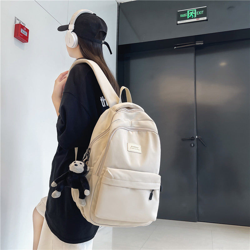 Realaiot Women's Backpack Solid Color Female Multi-pocket Casual Woman Travel Bag High Quality Schoolbag for Teenage Girl Book Knapsack