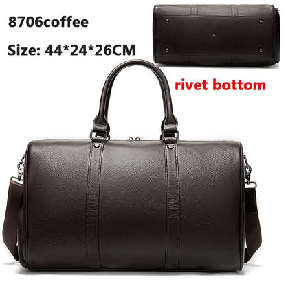 Realaiot Genuine Leather Men Women Travel Bag Real Leather Carry-on Hand Luggage Bags Travel Shoulder Bag Big Totes Bags Male Gifts for Men