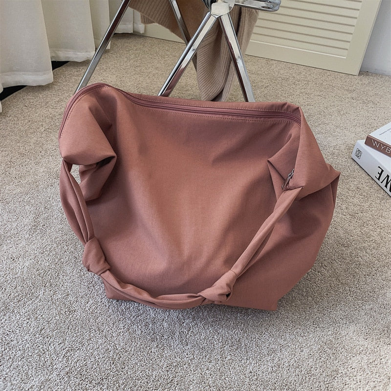 Cyflymder Pure Color Nylon Big Tote Bags for Women New Shoulder Shopping Bag Waterproof Fabric Handbags Simple Fashion Hobo Bolso
