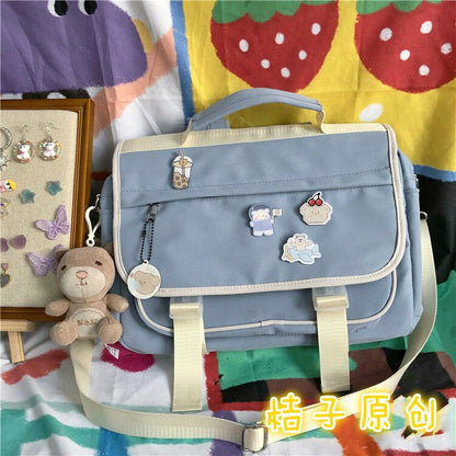 Realaiot Japanese College Style Vintage Schoolbag Female Cute Girl Student Messenger Bag Korean Ins Wind Wild JK Backpack