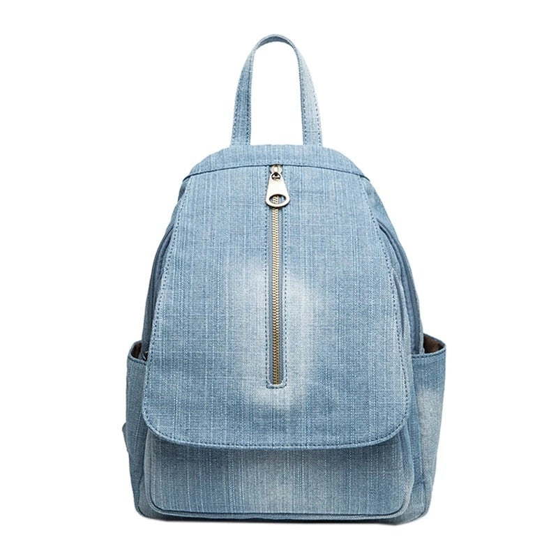 Realaiot Blue Denim Canvas Women Backpack Big Capacity High Quality female School Bag Casual Jeans Travel shoulder Bag Rucksack Mochila