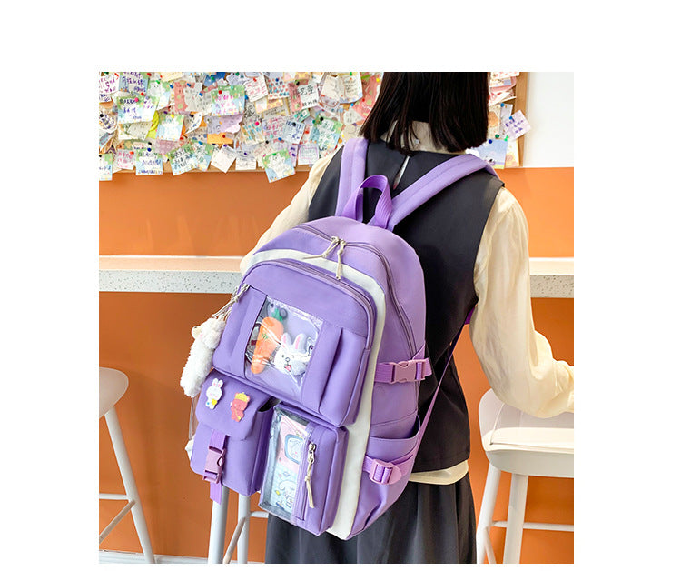 Realaiot 4 Pcs Sets Children's School Backpack Kawaii Women's Backpack Bookbag School Bags For teens Girls mochilas New Year Gifts for Teen