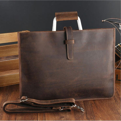 Realaiot High Fashion Luxury Clutch Bag Men's A4 File Document Purse Wallet Top Layer Ipad Leather Business Bag Briefcase Cowkskin