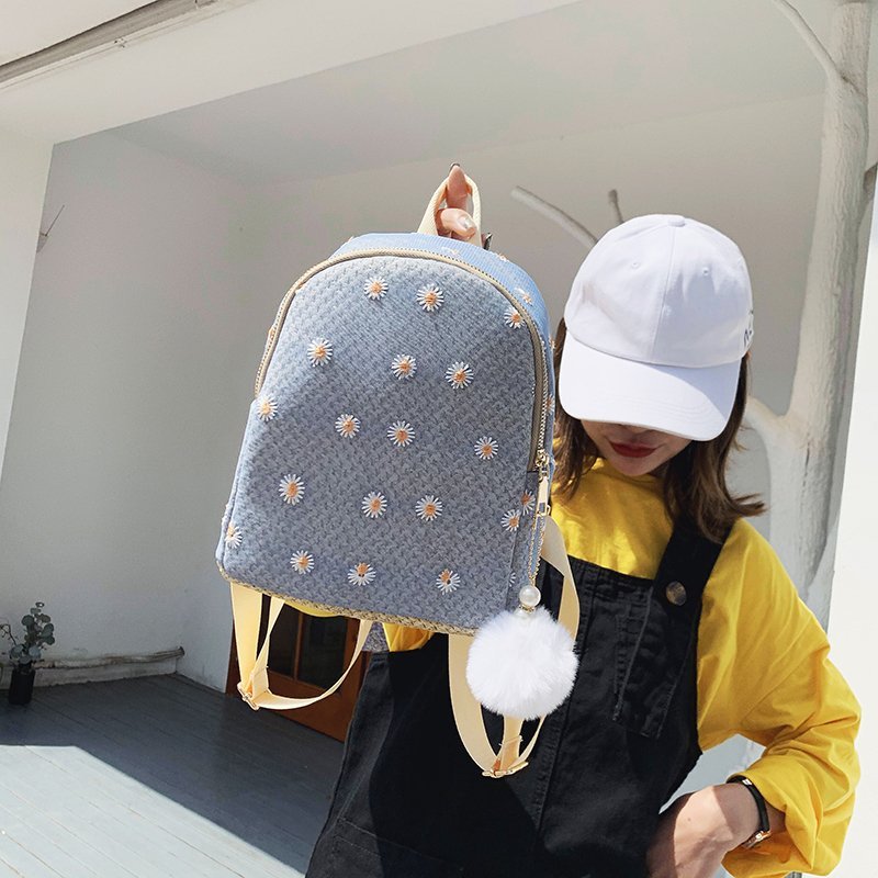 Realaiot Daisy Shoulders Bags Weave Mini Bagpack Spring New Women's Backpack Sweet Girl School Bags Designer Ladies Bag Gifts