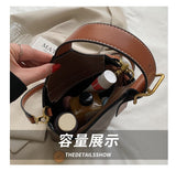 Realaiot Contrast color Tote Bucket bag Fashion New High-quality PU Leather Women's Designer Handbag Travel Shoulder Messenger Bag