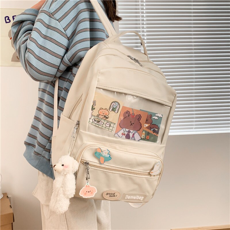 Realaiot Cute Girls ITA Backpack Women Large Capacity Ins Schoolbags for Teens Female Korean Harajuku School Student Bookbag Ladies