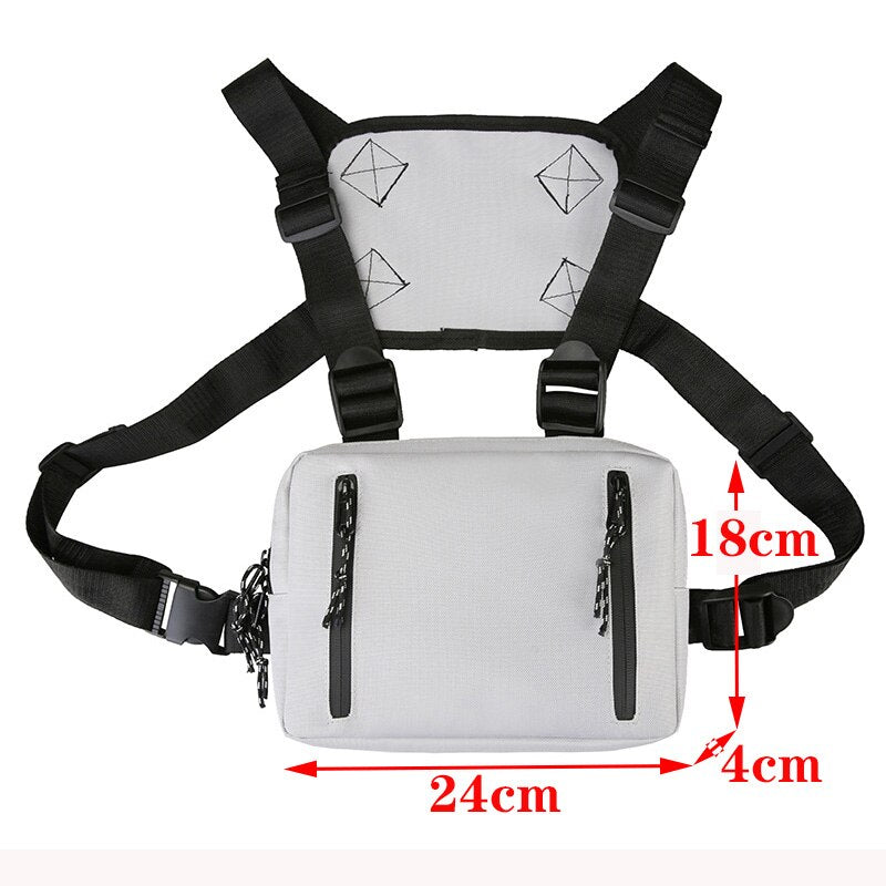 Realaiot Functional Tactical Chest Bag For Woman Fashion Bullet Hip Hop Vest Streetwear Bag Waist Pack Unisex Black Chest Rig Bag ZY948