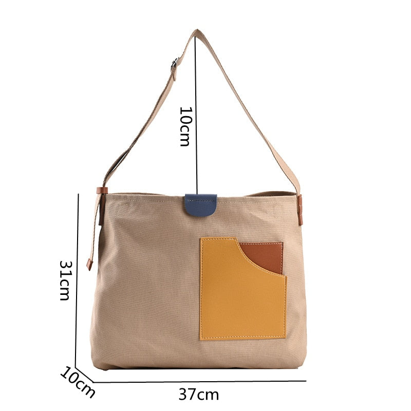 Realaiot Large Capacity Canvas Tote Bags for Women New Contrast Color Bucket Travel Bag Simple Fashion Girl's Shopper Shoulder Totes