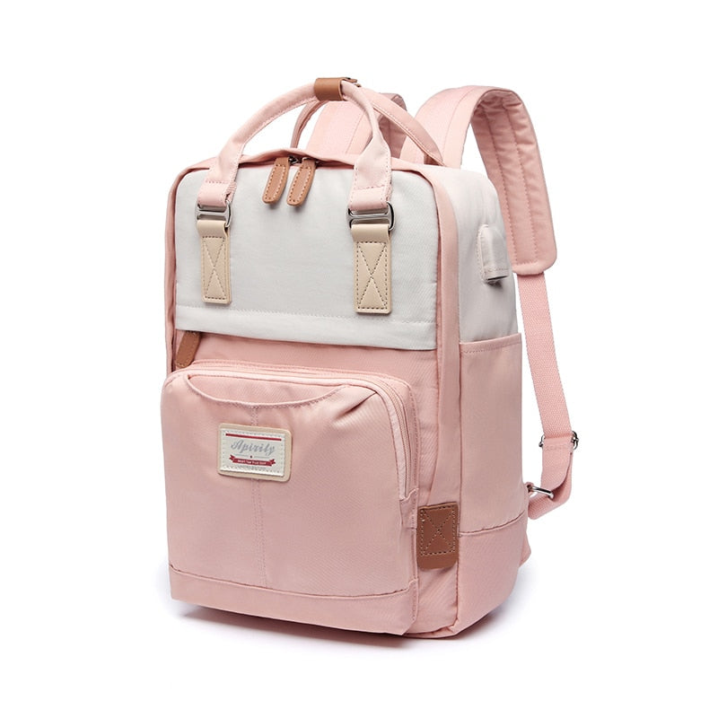 Cyflymder New Women Backpack Fashion Contrast Color Laptop Backpacks Travel Backbag Cute School Waterproof Rucksack bag For Student Girl