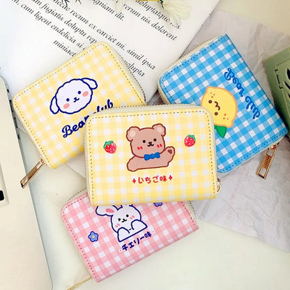 Realaiot Women Short Cute Wallet Korean Cartoon Cute Bear Small Mini Coin Wallet Purse Clutch Card Cash Organizer Money Bag Purse Wallet