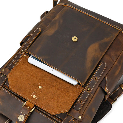 Cyflymder New Style Men's Leather Backpack Vintage Fashion Men Male Travel Bag Laptop Bagpack For Male Cowhide Male Bag Anti theft