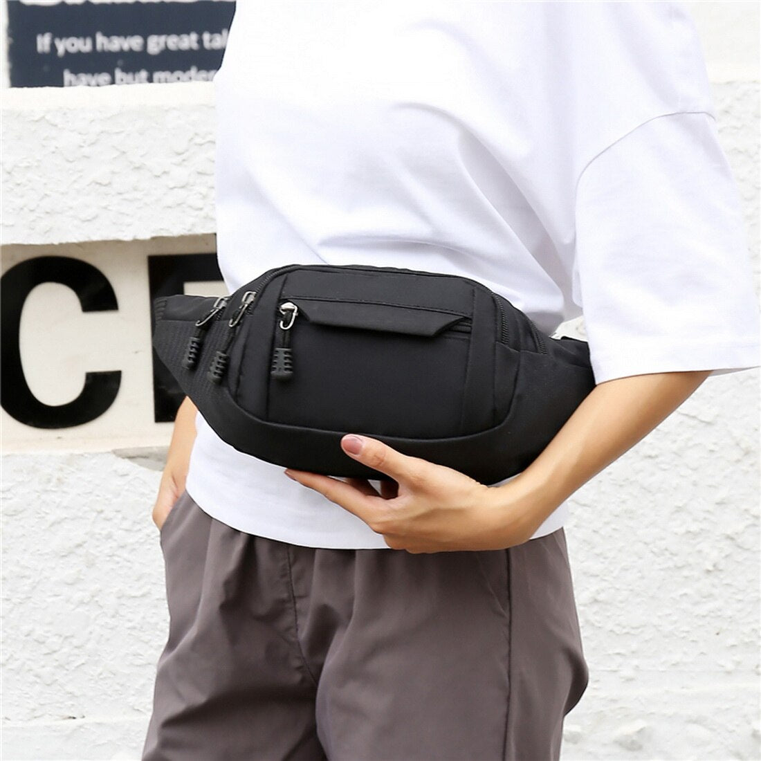 Cyflymder Men Women Waist Bag pack Purse Casual Large Phone Belt Bag Pouch Canvas Travel Phone Bag Fanny Banana Hip Bags