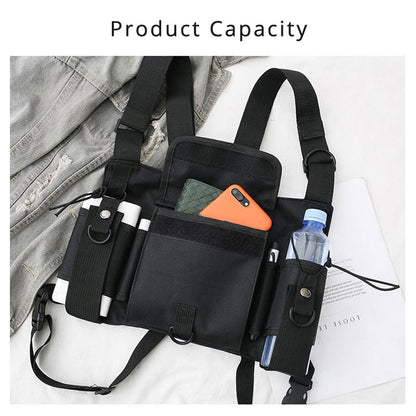 Realaiot Functional Tactical Chest Bag  Fashion Bullet Hip Hop Vest Streetwear Bag Waist Pack Women Black Chest Rig Bag