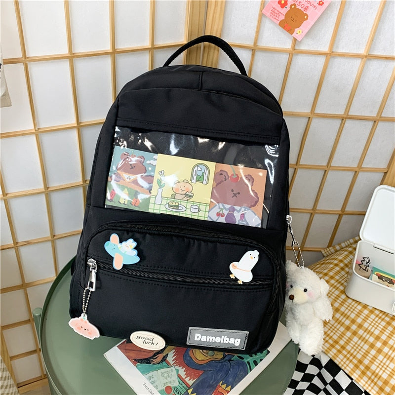 Realaiot Cute Girls ITA Backpack Women Large Capacity Ins Schoolbags for Teens Female Korean Harajuku School Student Bookbag Ladies