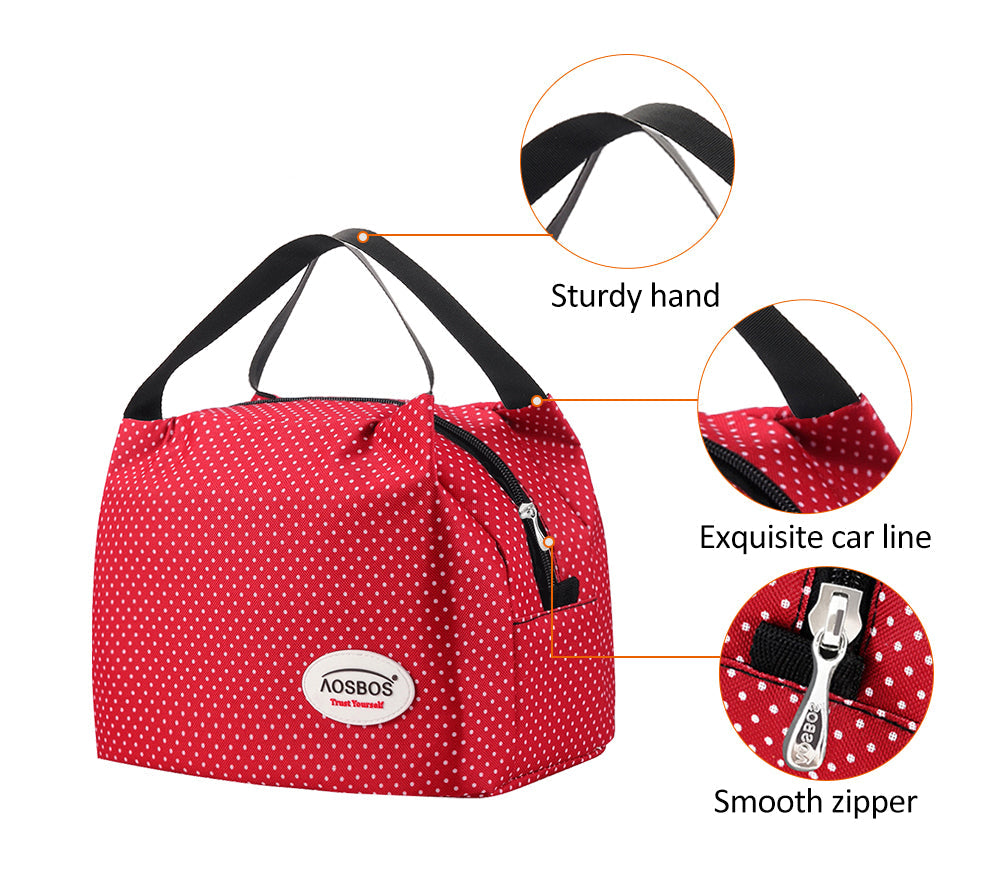Realaiot Fashion Portable Insulated Canvas Lunch Bag Thermal Food Picnic Lunch Bags for Women Kids Men Cooler Lunch Box Bag Tote