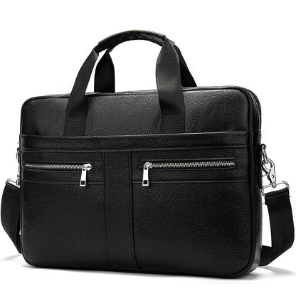 Realaiot  Men's Bag Genuine Leather Men Briefcase for Laptop 14 Messenger Men's Leather Bag Business Portfolio for Document A4 7022 Gifts for Men