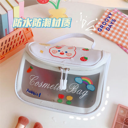 Cyflymder PU Women Kawaii Travel Storag Toiletry Organize Bag Waterproof PVC Portable Transparent Cosmetic Makeup Bags Females Wash Bag