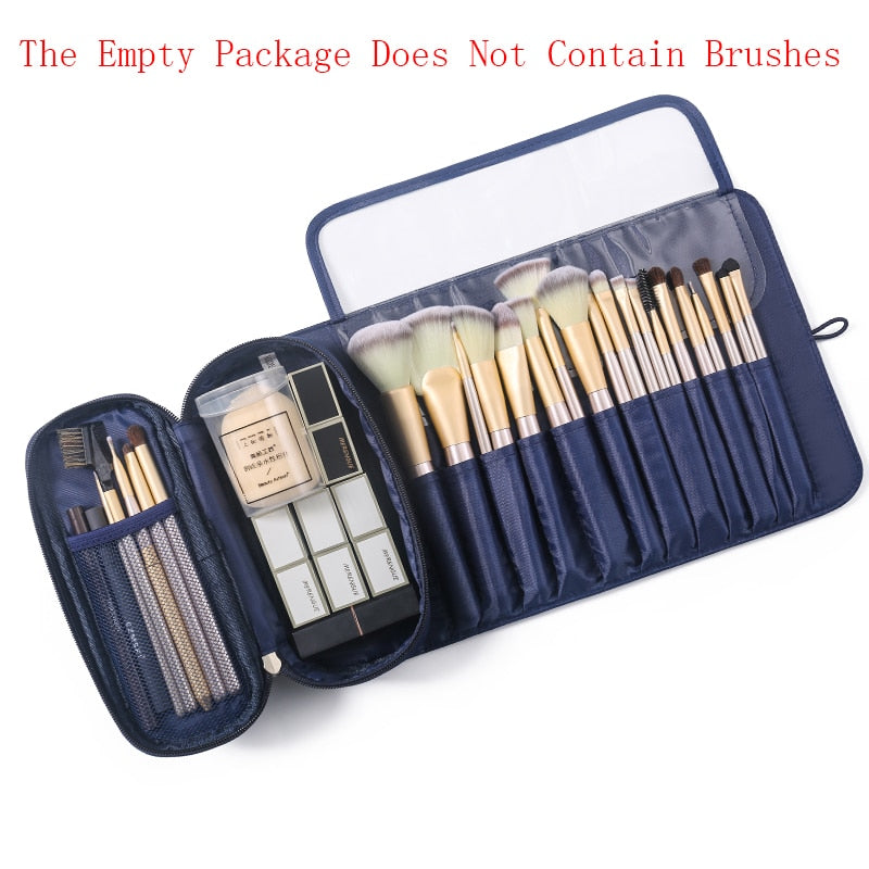 Cyflymder Makeup Bag Womens Cosmetic Brush Bag Travel Organizer Makeup Brushes Fold Tools Rolling Bags Waterproof Nylon Makeup Case