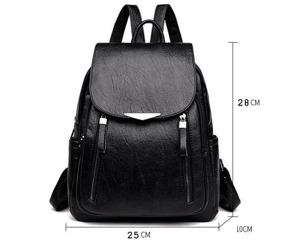 Realaiot Womens Backpack Female PU Leather Back Pack Large Capacity School Bag For Girl Double Zipper Fashion Shoulder Bag