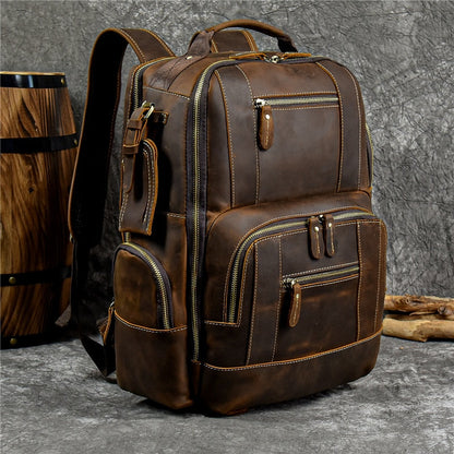 Cyflymder Leather Backpack Men Luxury Designer Laptop Bagpack for Man Backpack for School Bag Travel Backpack Bag Men's Daypack