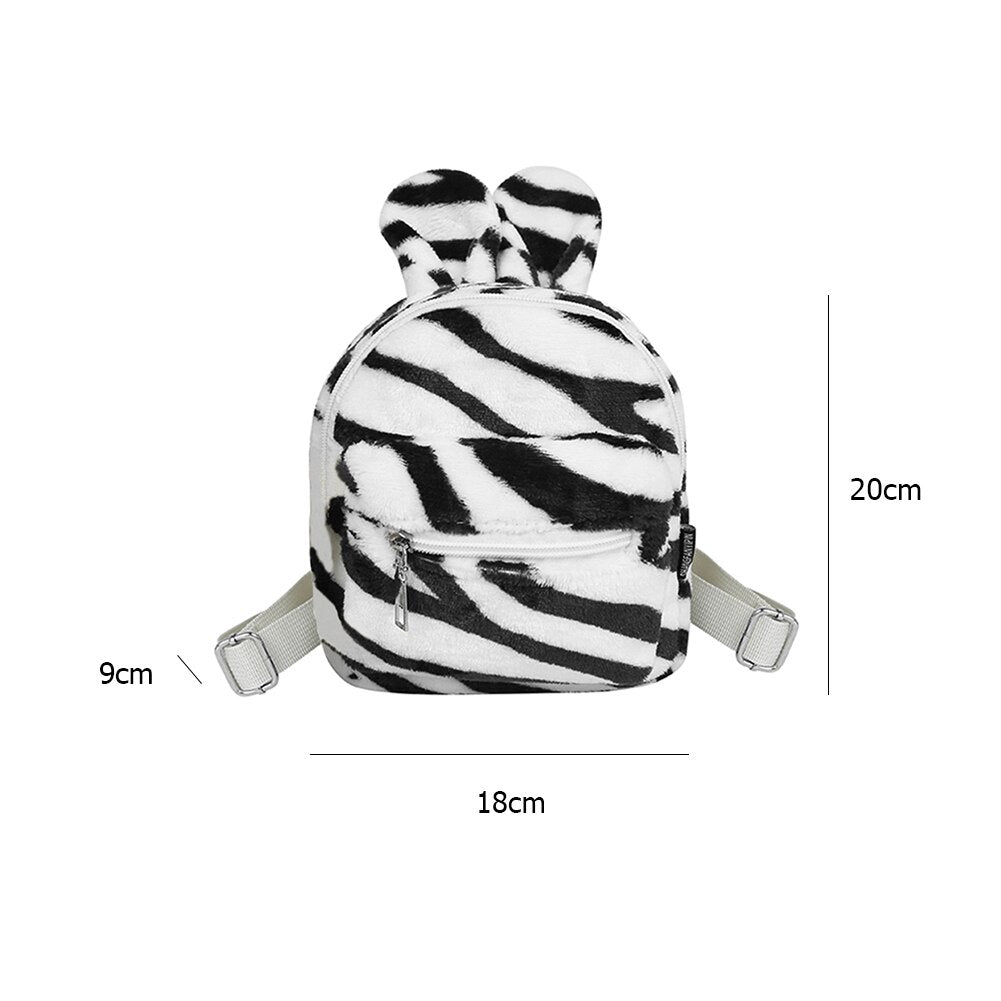 Cyflymder Portable Children Travel Shopping Rucksacks Casual Autumn Winter Lamb Fleece Women's Bagpack Cute Bear Shaped Shoulder Backpack