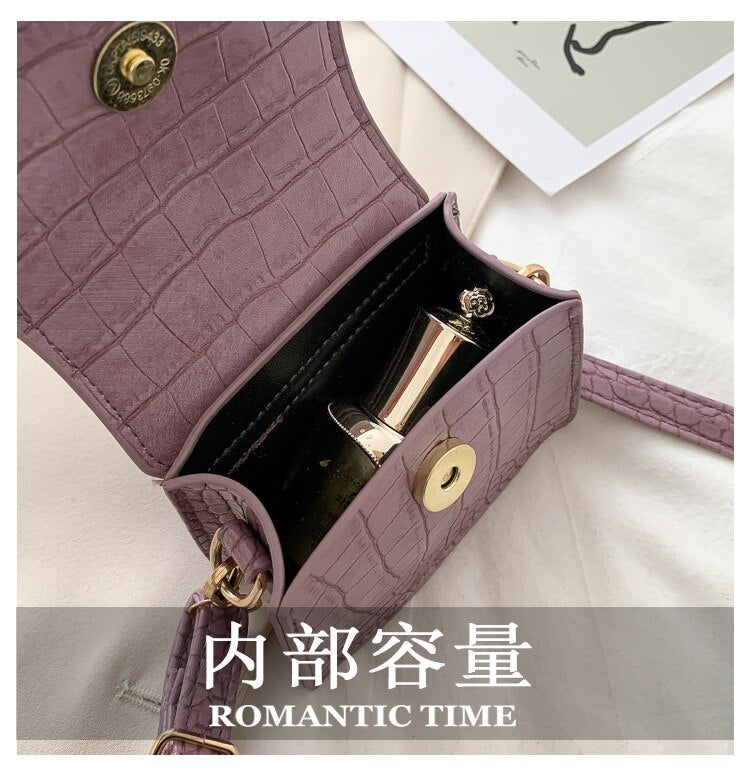 Cyflymder Mini Tote Bag  Crocodile Pattern Flip Messenger Crossbody Bag Female Simple Shoulder Bag Small Square Lady Handbag New