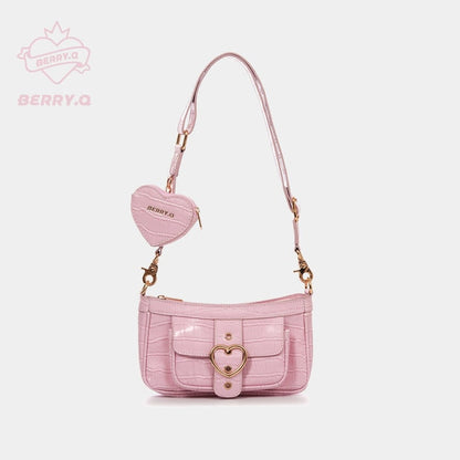 Realaiot Harajuku Kawaii Lolita Shoulder Bag Women PU Leather Candy Color Sweet Cute Crossbody Bag With Coin Purse Handbags Wallet