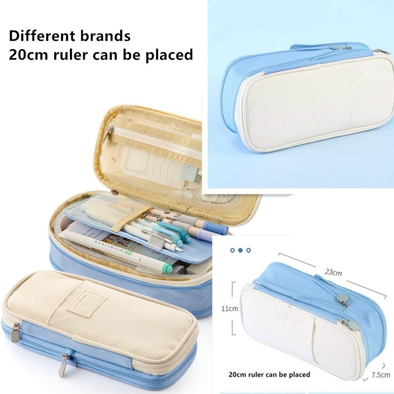 Realaiot Large Capacity Pencil Case Stationery School Supplies Pencil Cases Pouch Office Desk Storage Bag Students Kids Pen Case Bags Box
