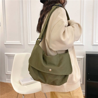 Realaiot Fashion Women Shoulder Messenger Bag Solid Simple Canvas Spring Shopping Bag Female Tote Crossbody Bag For Women Ladies Handbag