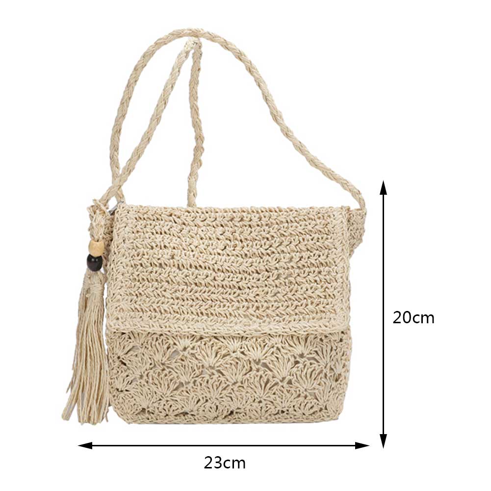 Realaiot Summer Beach Straw Bag Design Women Shoulder Bag Straw Messenger Crossbody Bag Raffia Hollow Woven Handbag Phone Purse Vacation