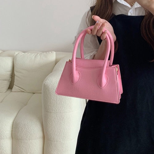 Realaiot Fashion Pink Small Square Women Clutch Purse Handbags New Simple Ladies Messenger Bag Solid Color Female Shoulder Crossbody Bags