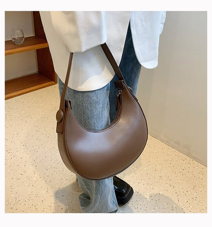 Cyflymder Luxury Designer Women's Shoulder Bags Half Moon Single Handbag Female PU Leather Underarm Bag Lady Trend High Quality