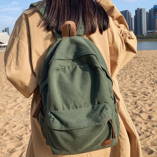 Cyflymder School Bag Girl Fabric New Fashion College Student Vintage Women Backpack Canvas Female Laptop Bag Travel Kawaii Ladies Backpack