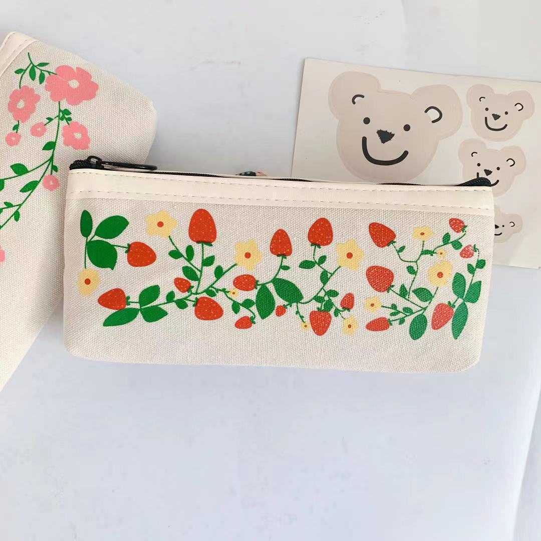 Realaiot 1 Pcs Kawaii Pencil Case Bear Canvas Pencil Box Pencilcase Pencil Bag School Supplies Stationery