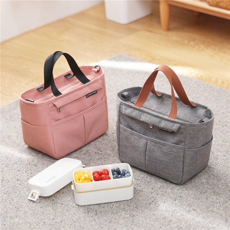 Cyflymder Portable Lunch Box Insulated Thermal Bag Picnic Food Cooler Pouch Large Capacity Shoulder Bento Storage Bags for Women Children