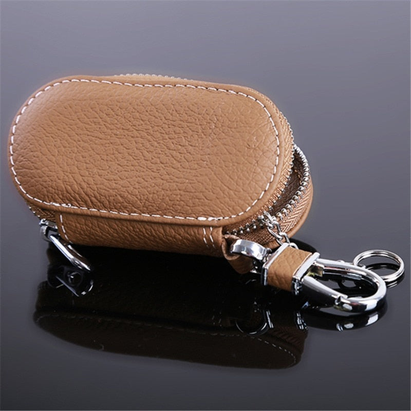 Cyflymder Leather Keychain Men Women Key Holder Organizer Pouch PU Case Split Car Key Wallet Housekeeper Key Case Mini Card Bag