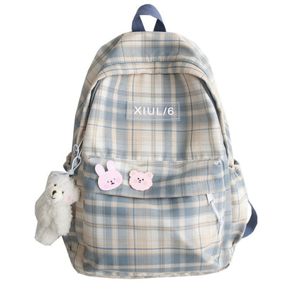 Cyflymder New Women Backpack Female Cool Nylon Travel Bag Fashion Plaid Portable Cute Schoolbag College Teenage Girls Boys Bookbag