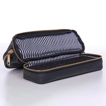 Cyflymder Portable Essential Oil Bag Cosmetic Bag Multi-Compartment Double Layer Pu Leather Sample Bottle Storage Organizer Bag For Travel