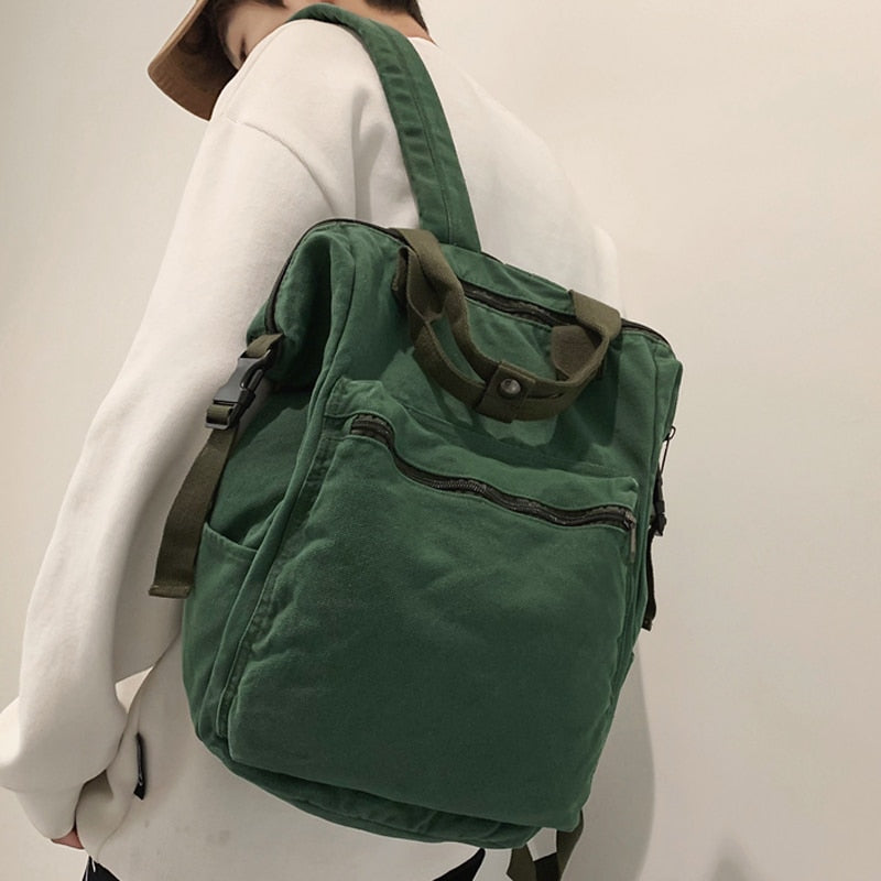 Cyflymder Portable Ladies Canvas School Backpack Trendy Cool Boy Girl Travel Student Bag Male Female College Backpack Men Women Laptop Bag