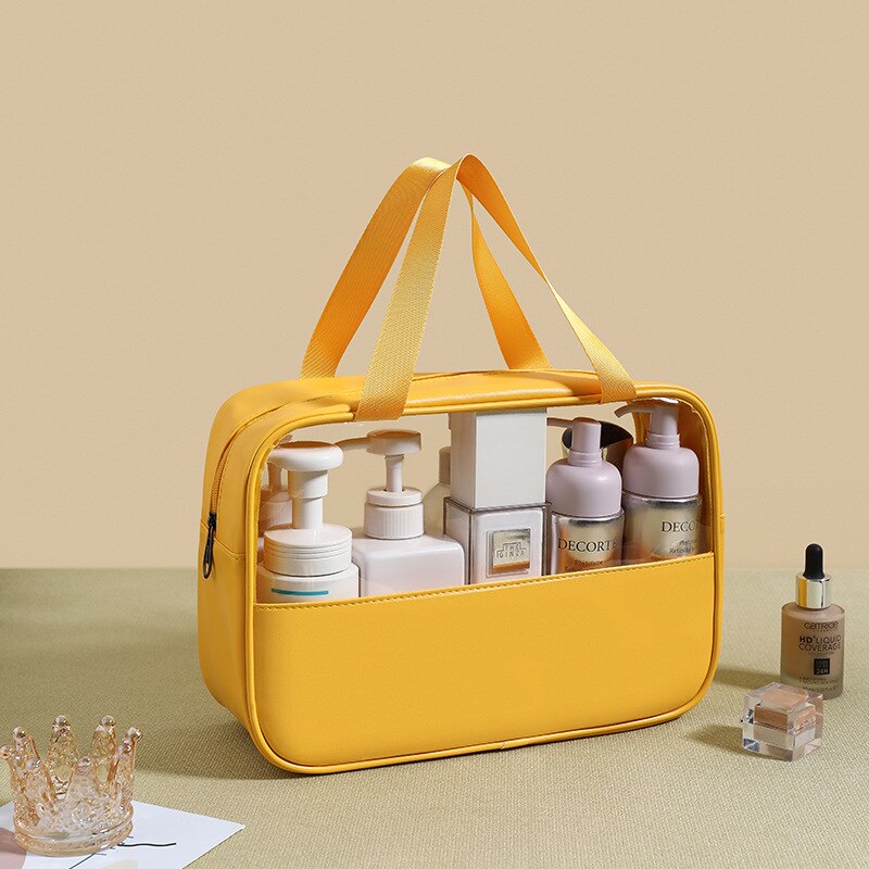 Cyflymder Patchwork Cosmetic Bag Makeup Storag Bag Translucent Large Capacity Bath Bag Organizer Waterproof Portable Travel Storage Bag