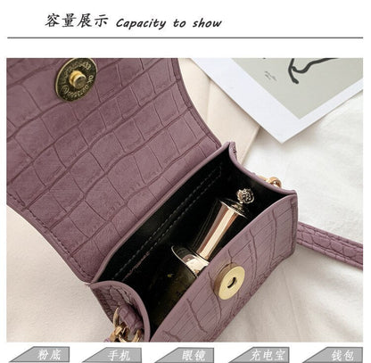 Cyflymder Mini Tote Bag  Crocodile Pattern Flip Messenger Crossbody Bag Female Simple Shoulder Bag Small Square Lady Handbag New