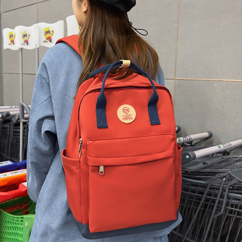 Realaiot Lady Leisure Women Kawaii Nylon Laptop Book Bag Trendy Girl Travel Portable School Bag Fashion Cute Female College Backpack Cool