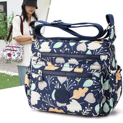 Cyflymder New Women Shoulder Bags Floral Print Women's Handbags Designer Crossbody Messenger Bag Female Waterproof Nylon Mommy Bag