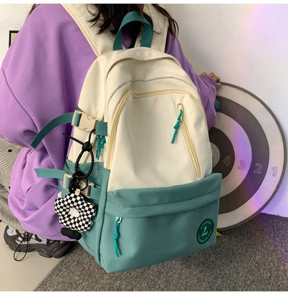 Realaiot College Student Ladies Cute Backpack Large Women Female Harajuku School Bags Book Kawaii Backpack Nylon Girl Trendy Bag Fashion